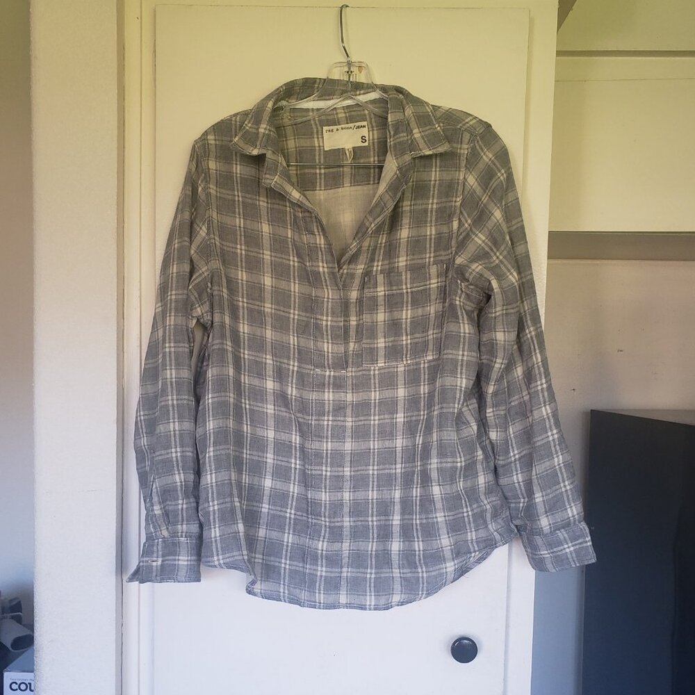 Rag & Bone Grey Plaid Shirt Size Small